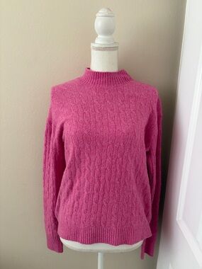 J. Crew Extra Soft Pink Cable Mock neck Sweater